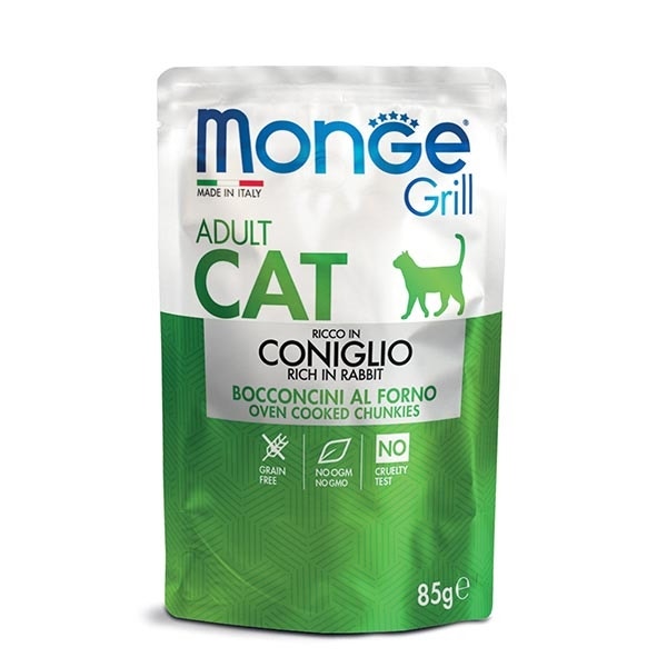 Monge Grill Adult Rico en Conejo Comida Húmeda para Gatos Adultos 85 g