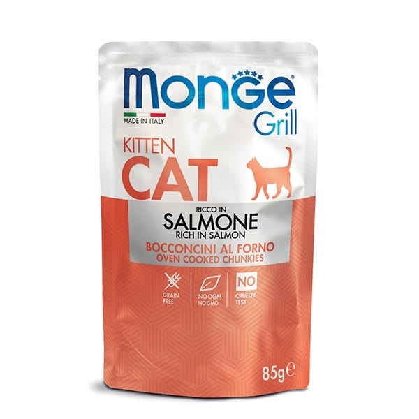 Monge Grill Kitten Rico en Salmón Comida húmeda para gatitos 85 g