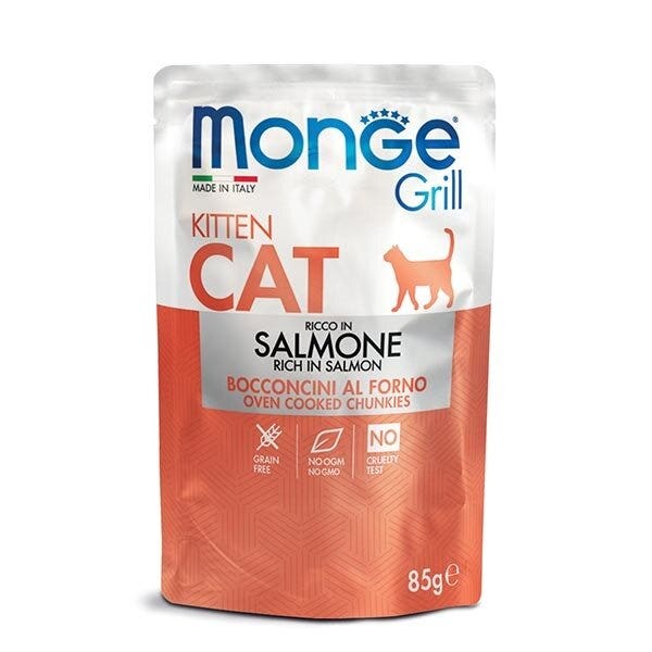 Monge Grill Kitten Rico en Salmón Comida húmeda para gatitos 85 g
