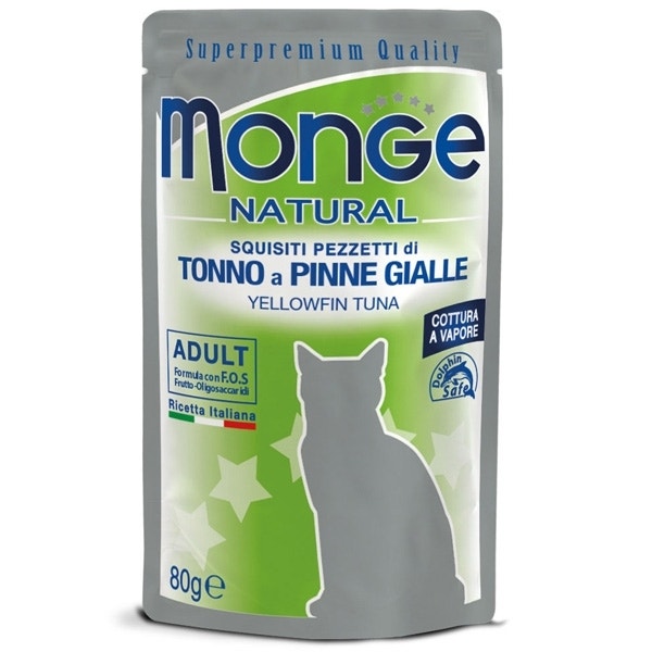 Monge Natural Superpremium Atún de aleta amarilla Comida húmeda para gatos adultos 80 g