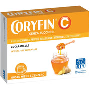 Coryfin C sin azúcar, miel y jengibre, 24 caramelos