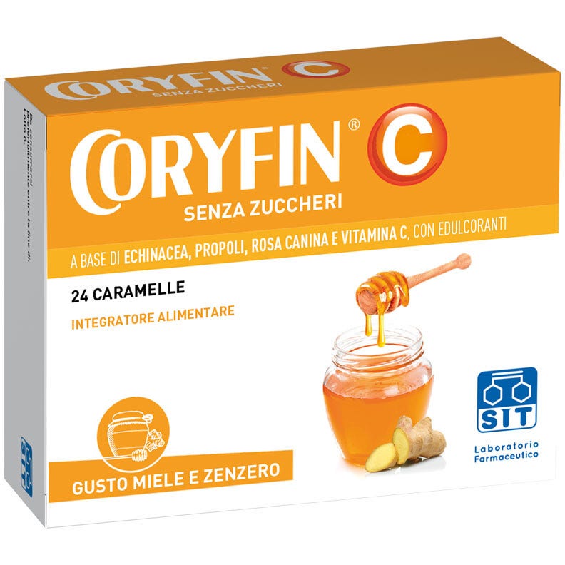 Coryfin C sin azúcar, miel y jengibre, 24 caramelos