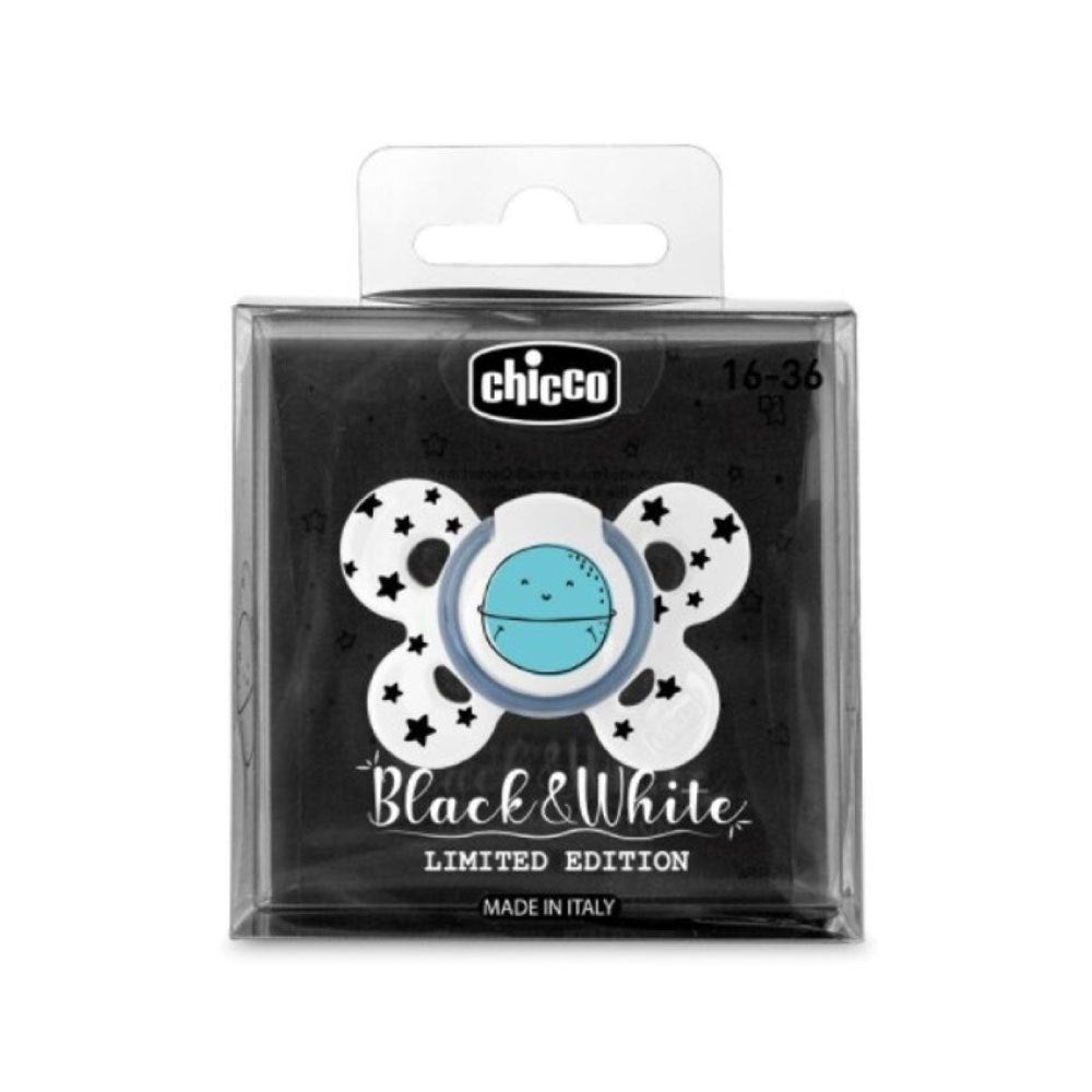 Chicco Chupete Comfort Black and White de silicona, 16-36 meses, 1 unidad