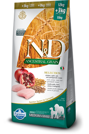 Farmina N&D Ancestral Grain Selection Pollo E Melograno Cani Adulti Taglia Media E Grande Sacco 15kg