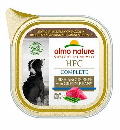 Almo Nature HCF Complete Angus irlandés con judías verdes para perros adultos, envase de 85 g