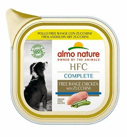Almo Nature HCF Complete Pollo de corral con calabacín para perros adultos, envase de 85 g