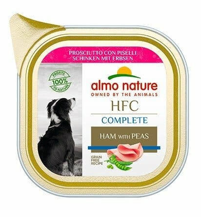 Almo Nature HCF Complete Jamón con guisantes para perros adultos, bandeja de 85 g