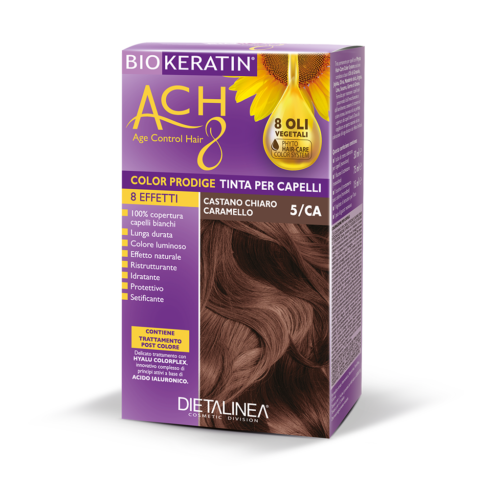 Biokeratin ACH 8 Kit de tinte para el cabello 5/CA Castaño claro caramelo