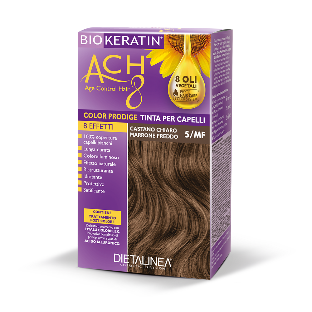 Biokeratin ACH 8 Kit de tinte para el cabello 5/MF Castaño claro marrón frío