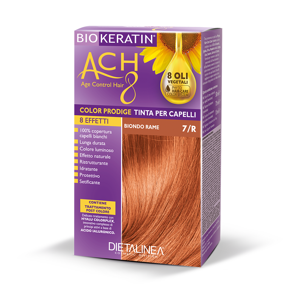 Biokeratin ACH 8 Kit de tinte para el cabello 7/R Rubio cobrizo