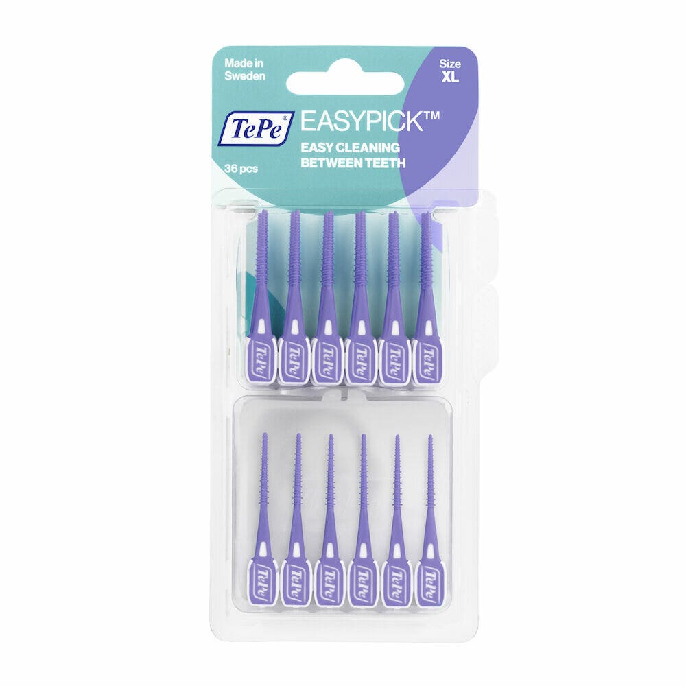 Tepe Easypick Hilo dental violeta XL para espacios interdentales muy amplios, 36 unidades