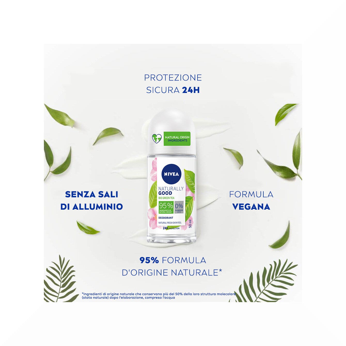 Nivea Naturally Good Green Tea Deodorante Roll-on Con Tè Verde Bio E 0% Alluminio 50ml