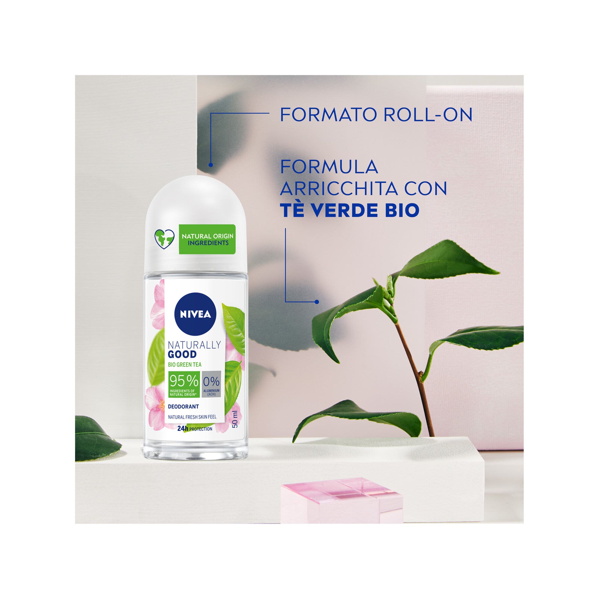 Nivea Naturally Good Green Tea Deodorante Roll-on Con Tè Verde Bio E 0% Alluminio 50ml