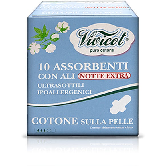 Vivicot Puro Cotone Assorbenti Notte Con Ali 10 Pezzi