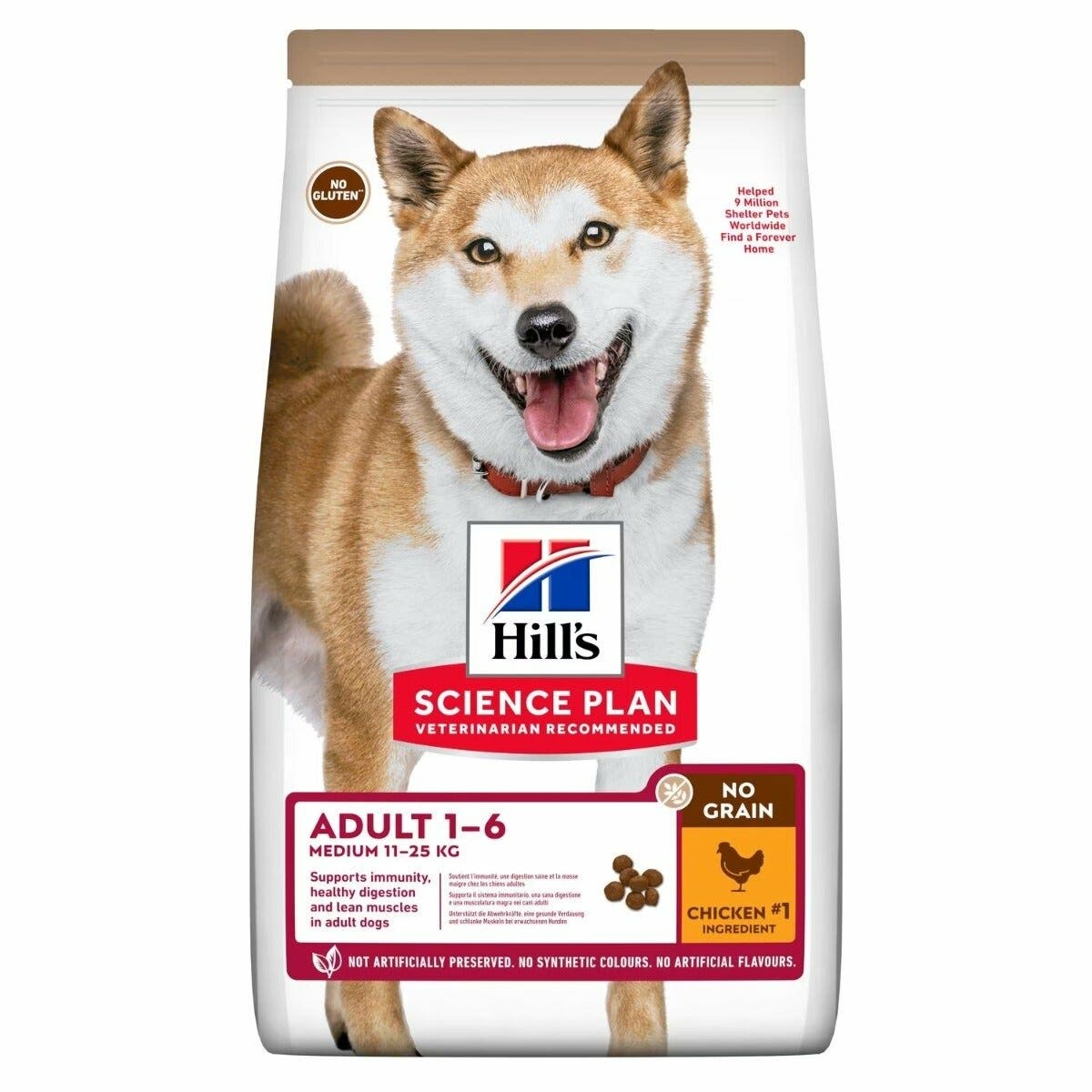 Hill's Science Plan No Grain Medium Adult Ipoallergenico Cibo Secco Con Pollo Cani Adulti Taglia Media Sacco 2,5kg
