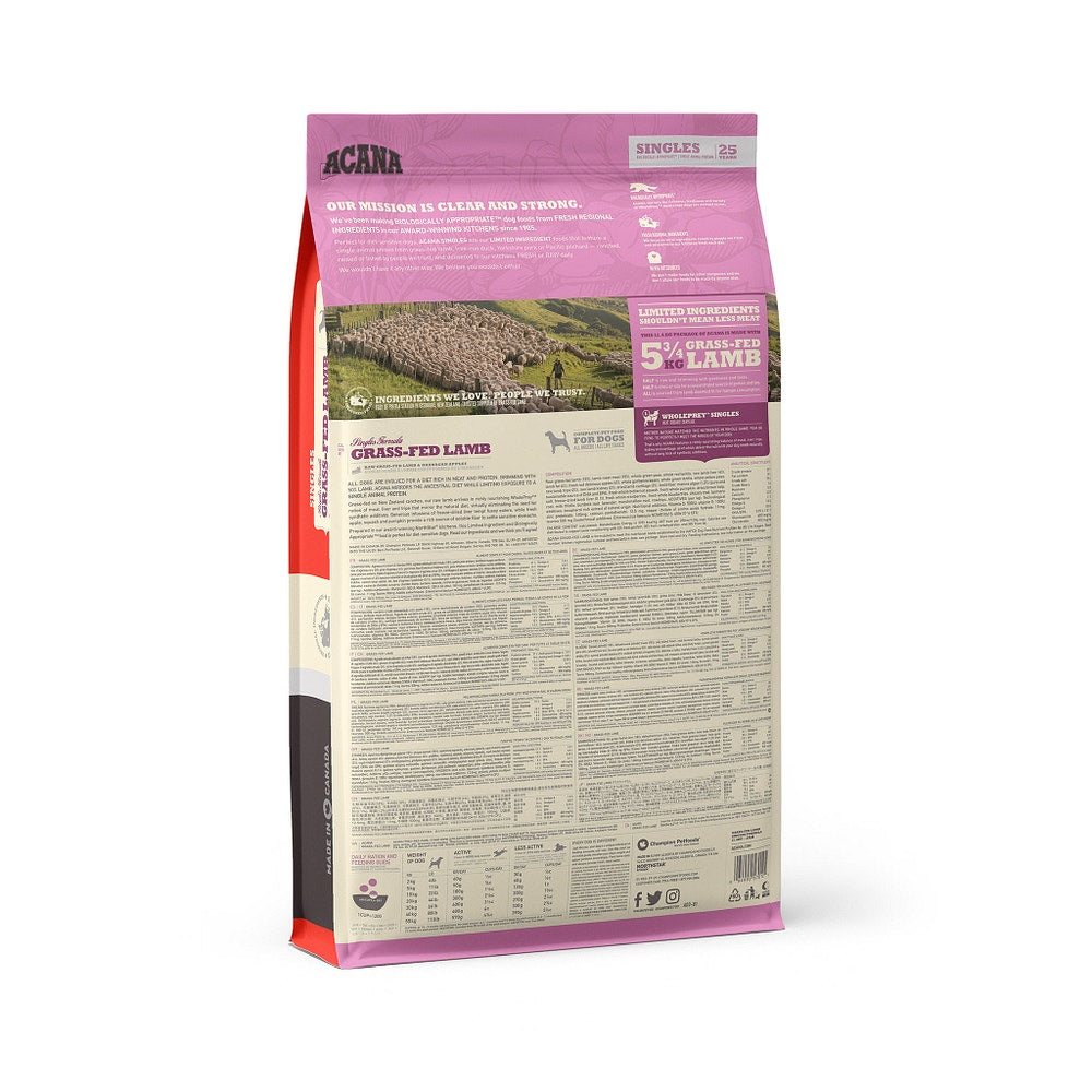 Acana Cane Grass-Fed Lamb Singles Crocchette Agnello e Mele Sacco 6Kg