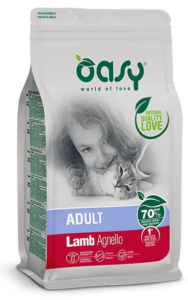 Oasy Lifestage Adult Agnello Cibo Secco Per Gatti 300g