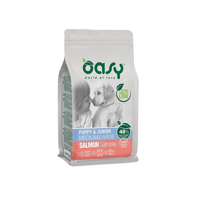 Oasy One Animal Protein Puppy & Junior Medium & Large con salmón para cachorros 2,5 kg