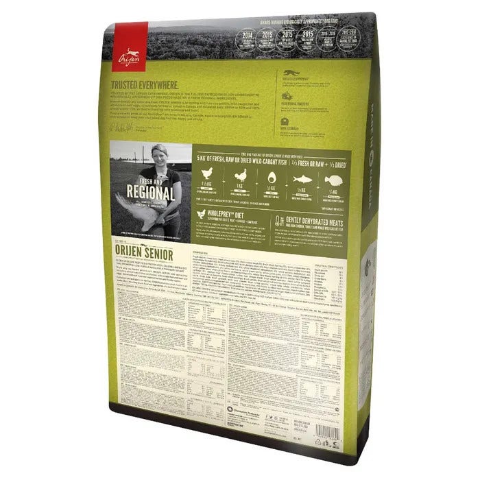 Orijen Senior Crocchette Con Pollo E Tacchino Per Cani Adulti E Anziani Sacco 6kg