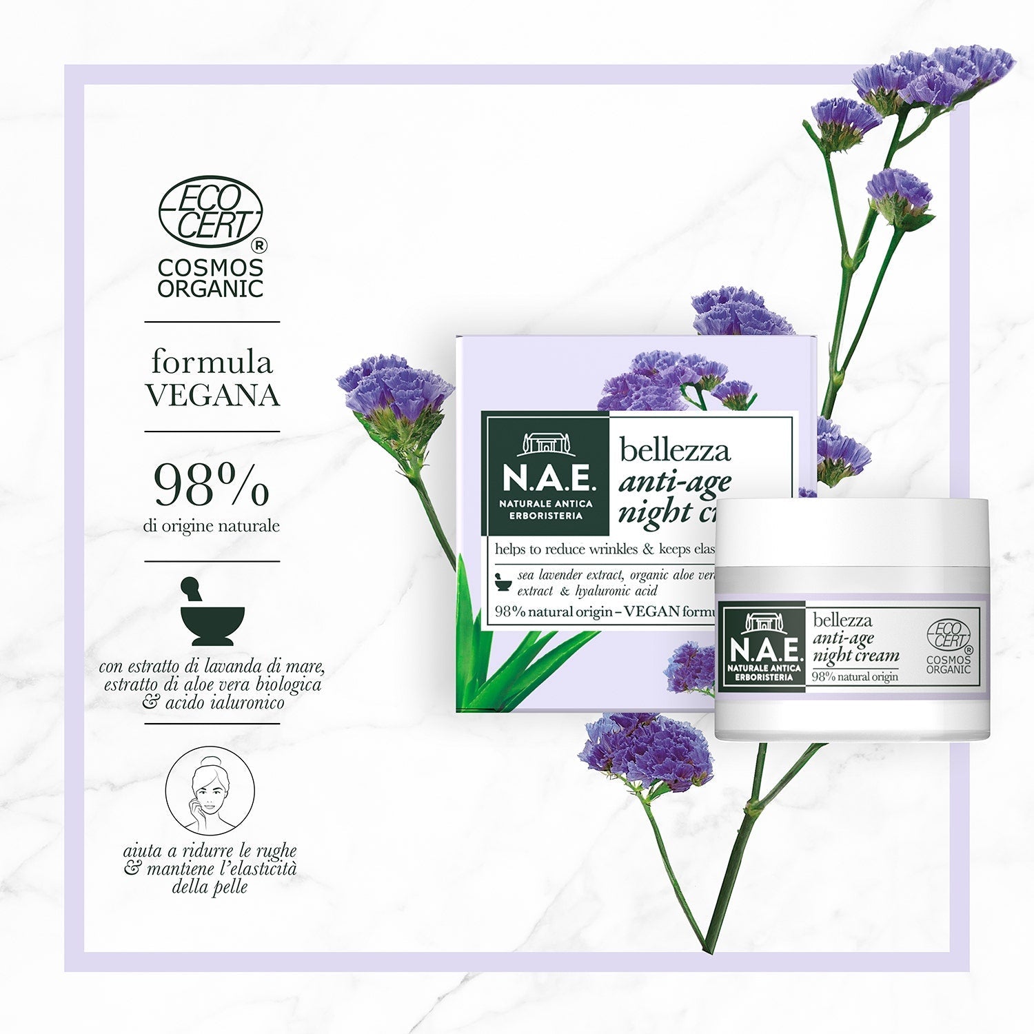 N.A.E. Crema Notte Anti-Età Bellezza Formula Vegana 50ml