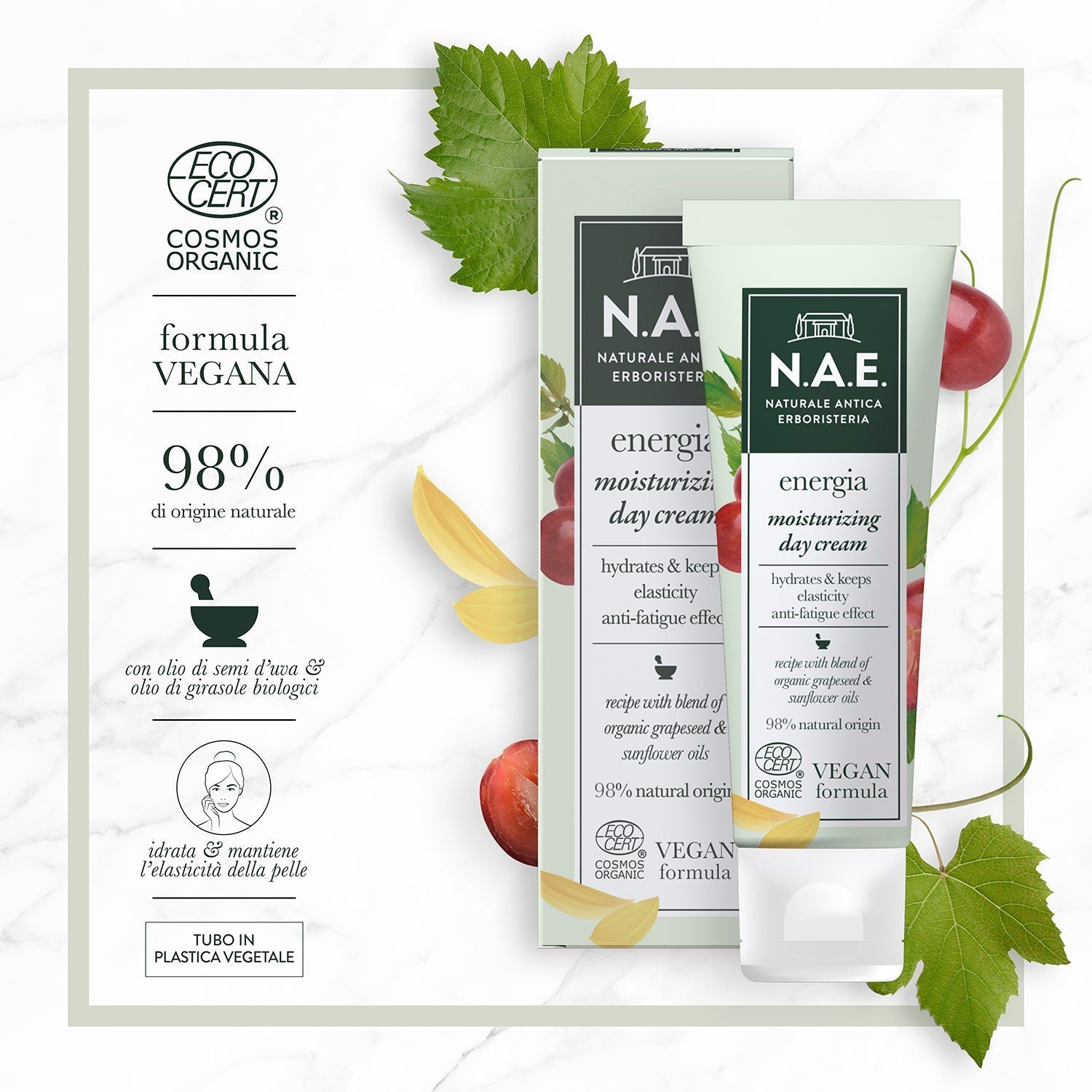 N.A.E. Crema Idratante Giorno Energia Formula Vegana 50ml