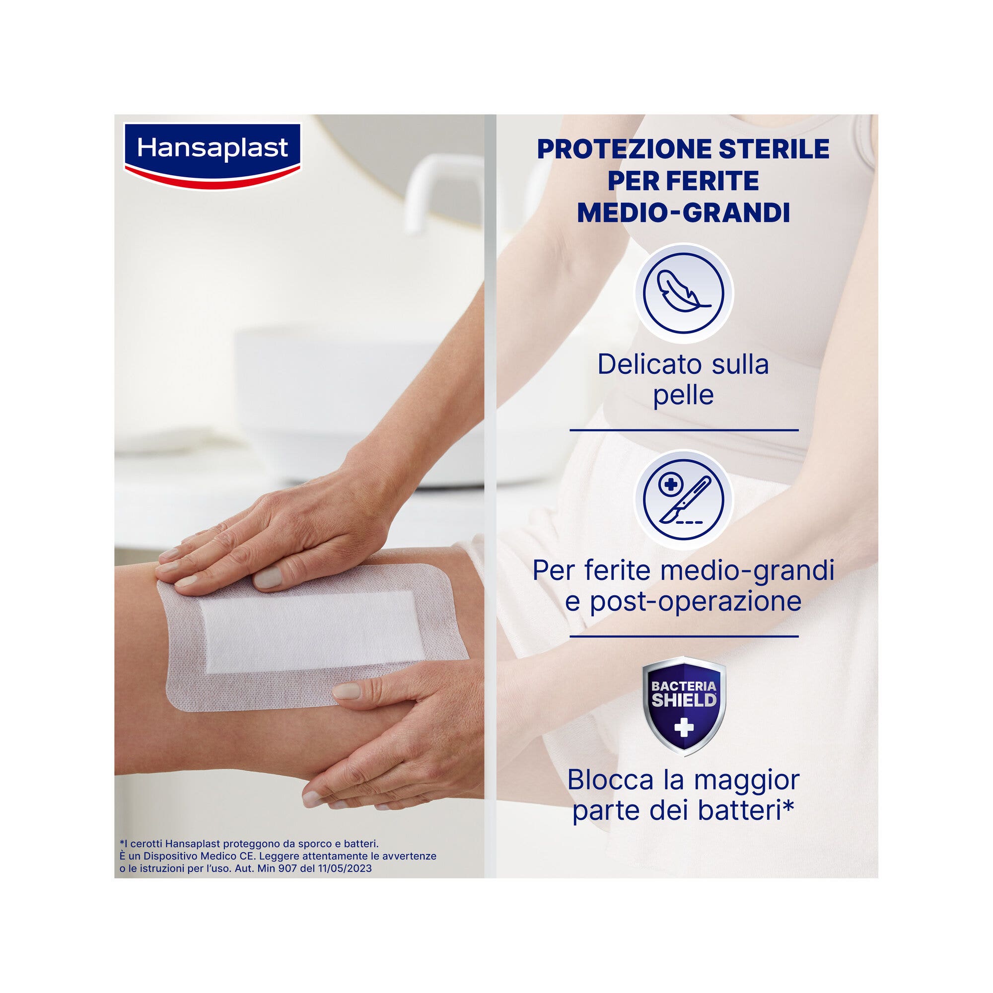 Hansaplast Cerotti Sensitive 4XL Medicazione Per Ferite Medio Grandi 5 Pezzi 10x20cm