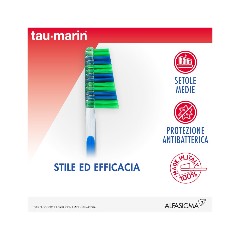 Taumarin Cepillo dental escalado 33 medio con antibacteriano