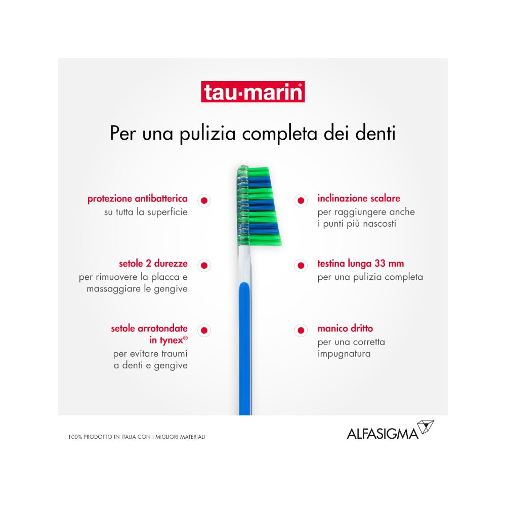 Taumarin Cepillo dental escalado 33 medio con antibacteriano