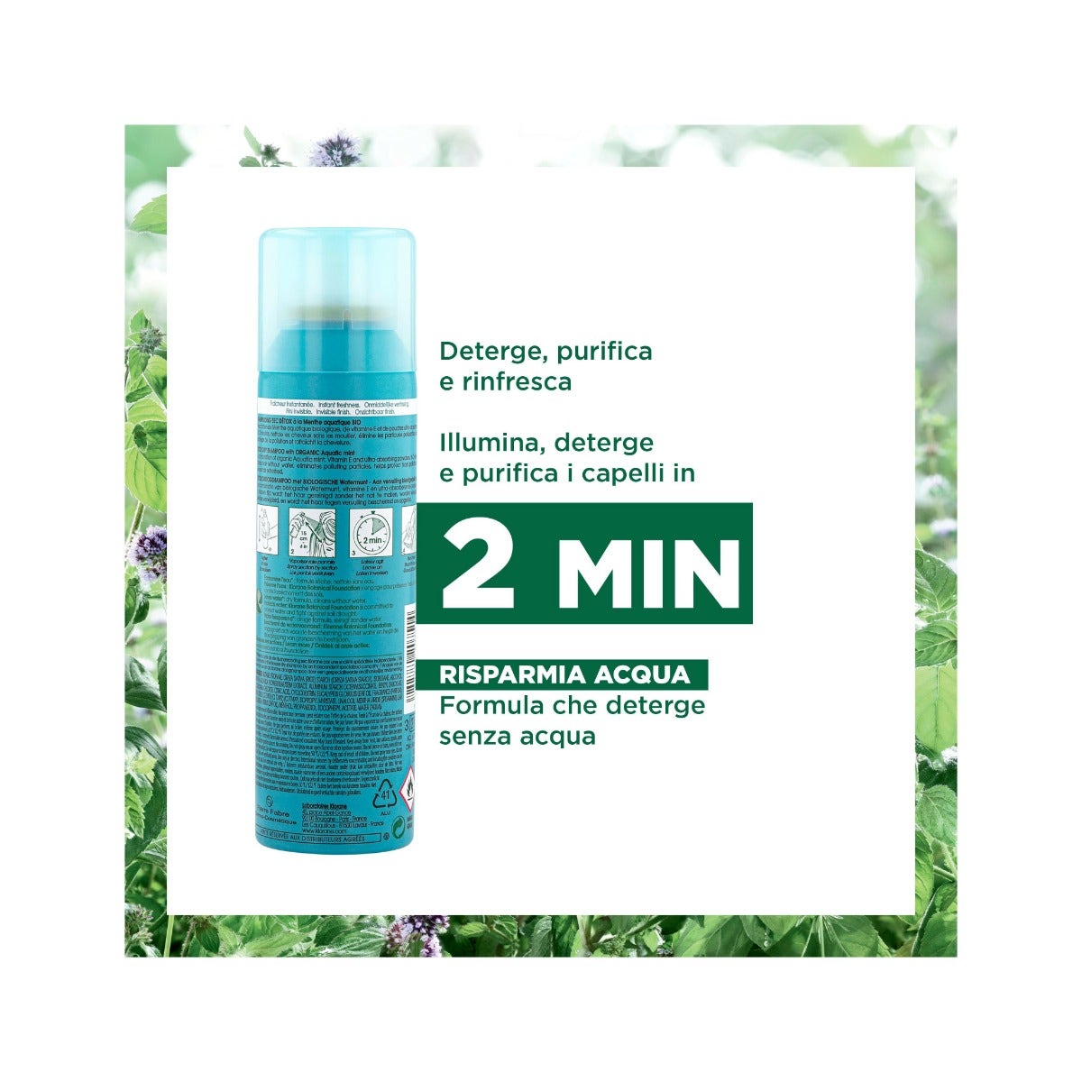 Klorane Shampoo Secco Menta Acquatica 150ml