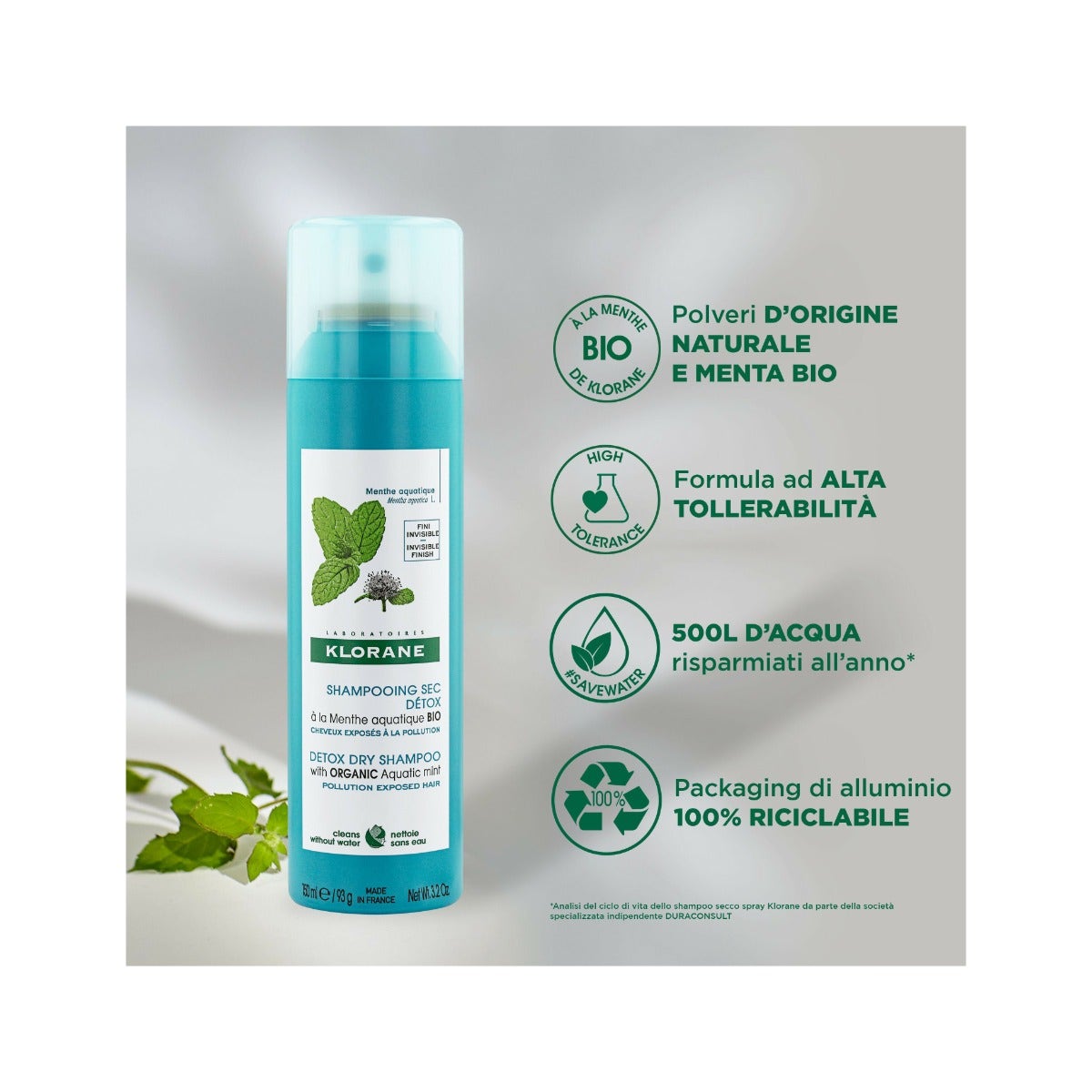 Klorane Shampoo Secco Menta Acquatica 150ml