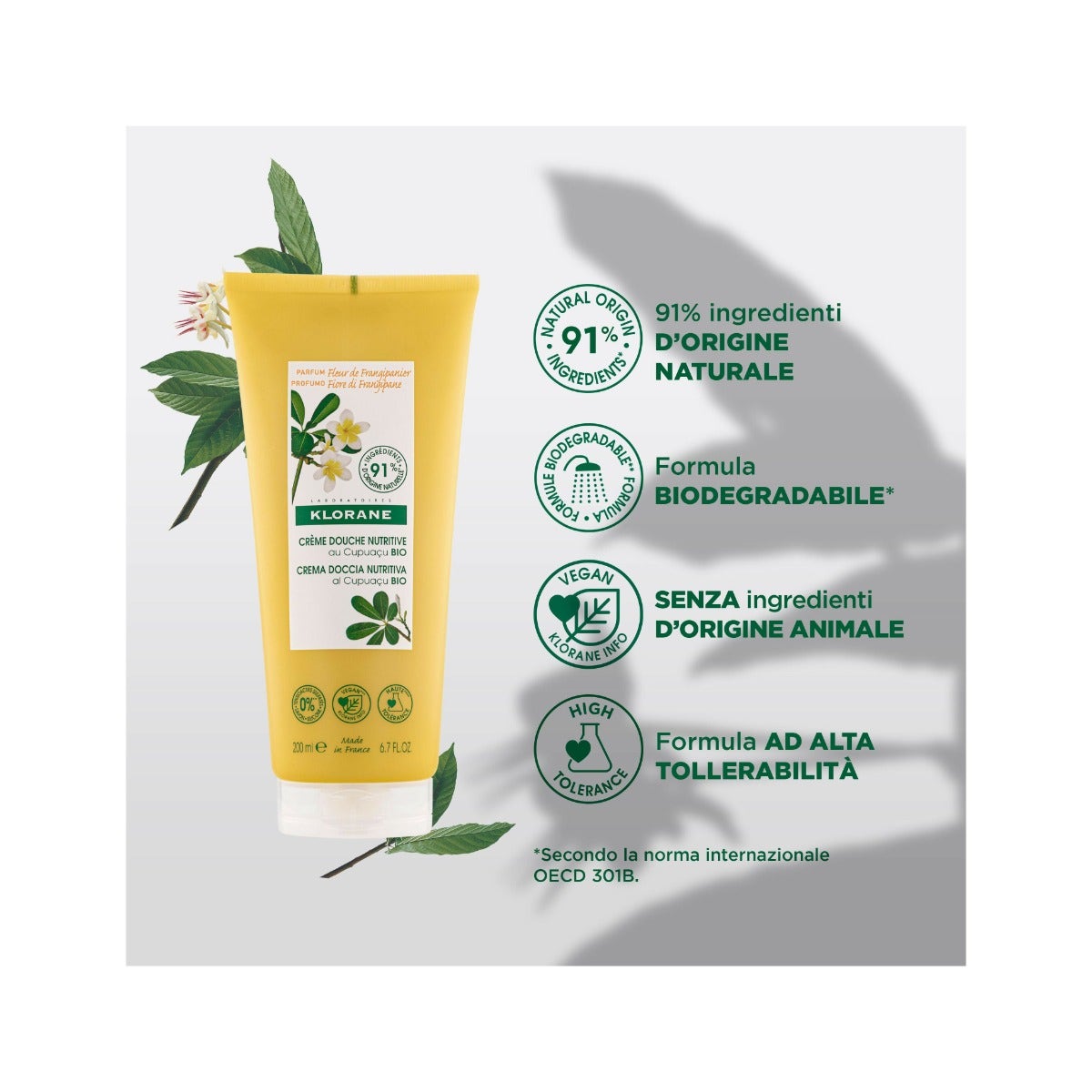 Klorane Crema de ducha Flor de frangipani 200 ml