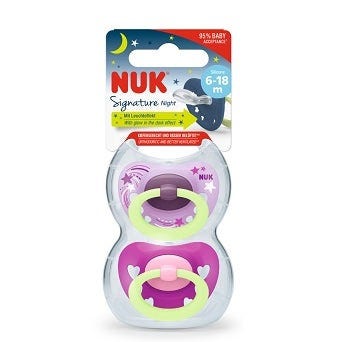 Nuk Signature Night Succhietto Silicone 6-12 Mesi 2 Pezzi
