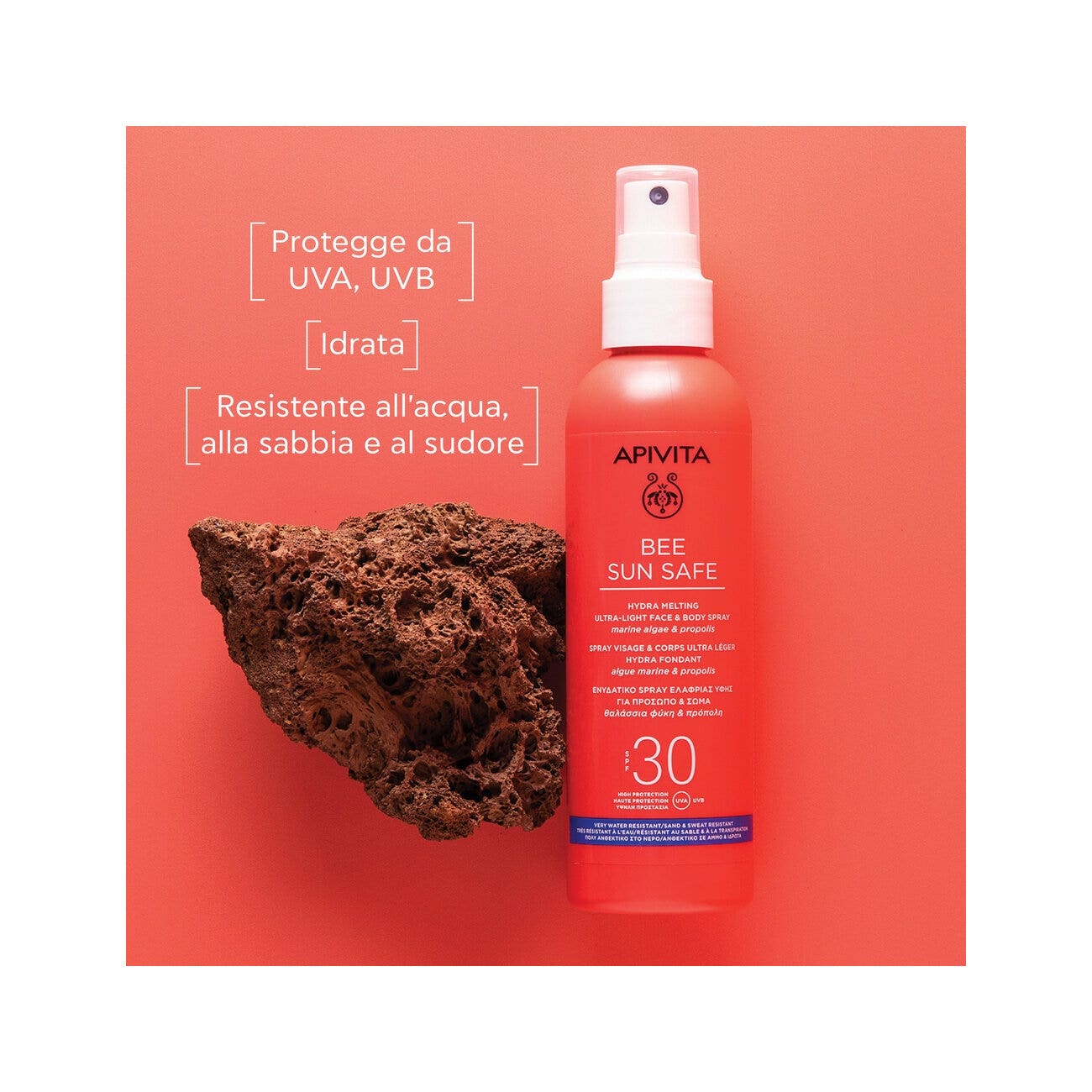 Apivita Bee Sun Safe Spray Hydra Melting Viso e Corpo Ultra-Leggero SPF30 200ml