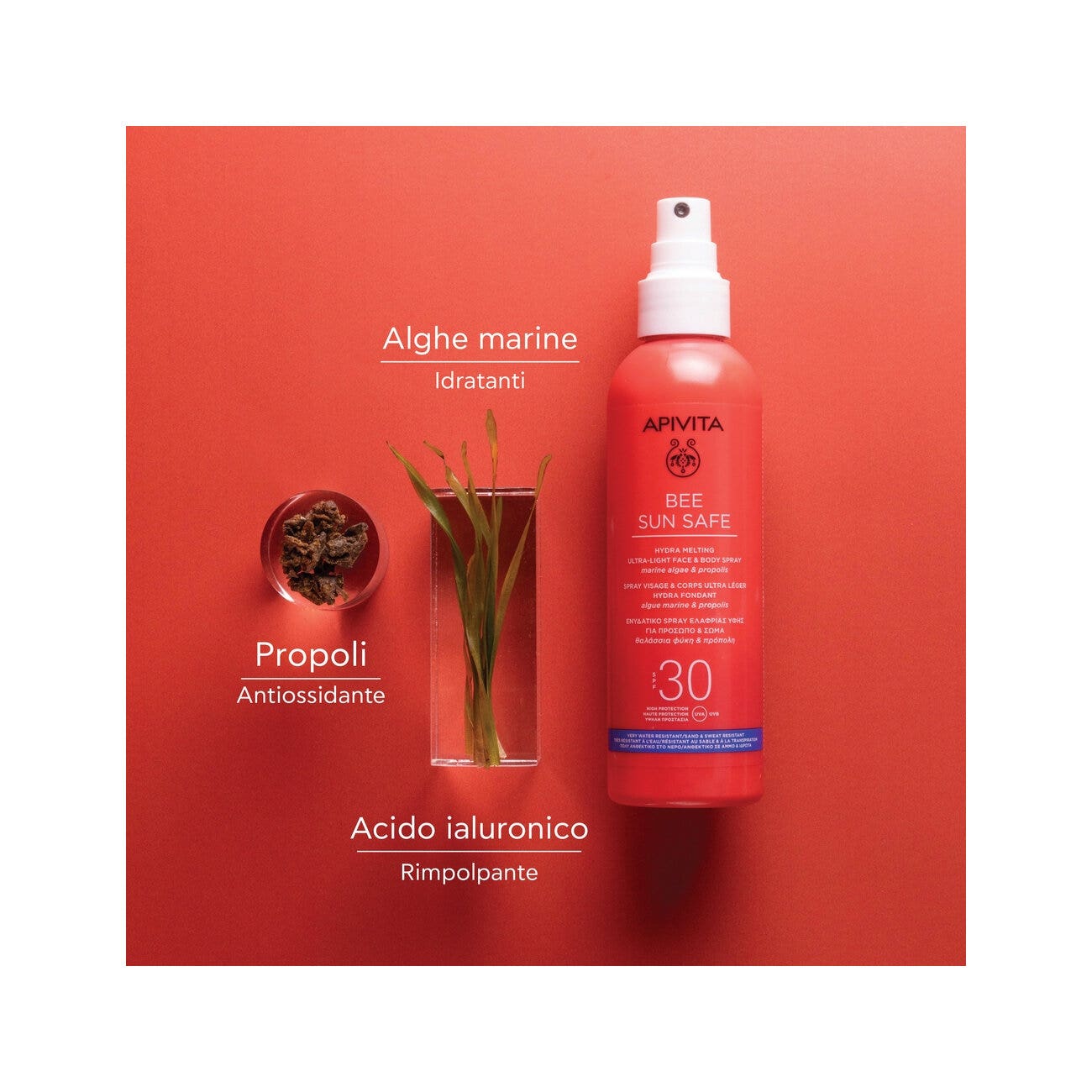 Apivita Bee Sun Safe Spray Hydra Melting Viso e Corpo Ultra-Leggero SPF30 200ml