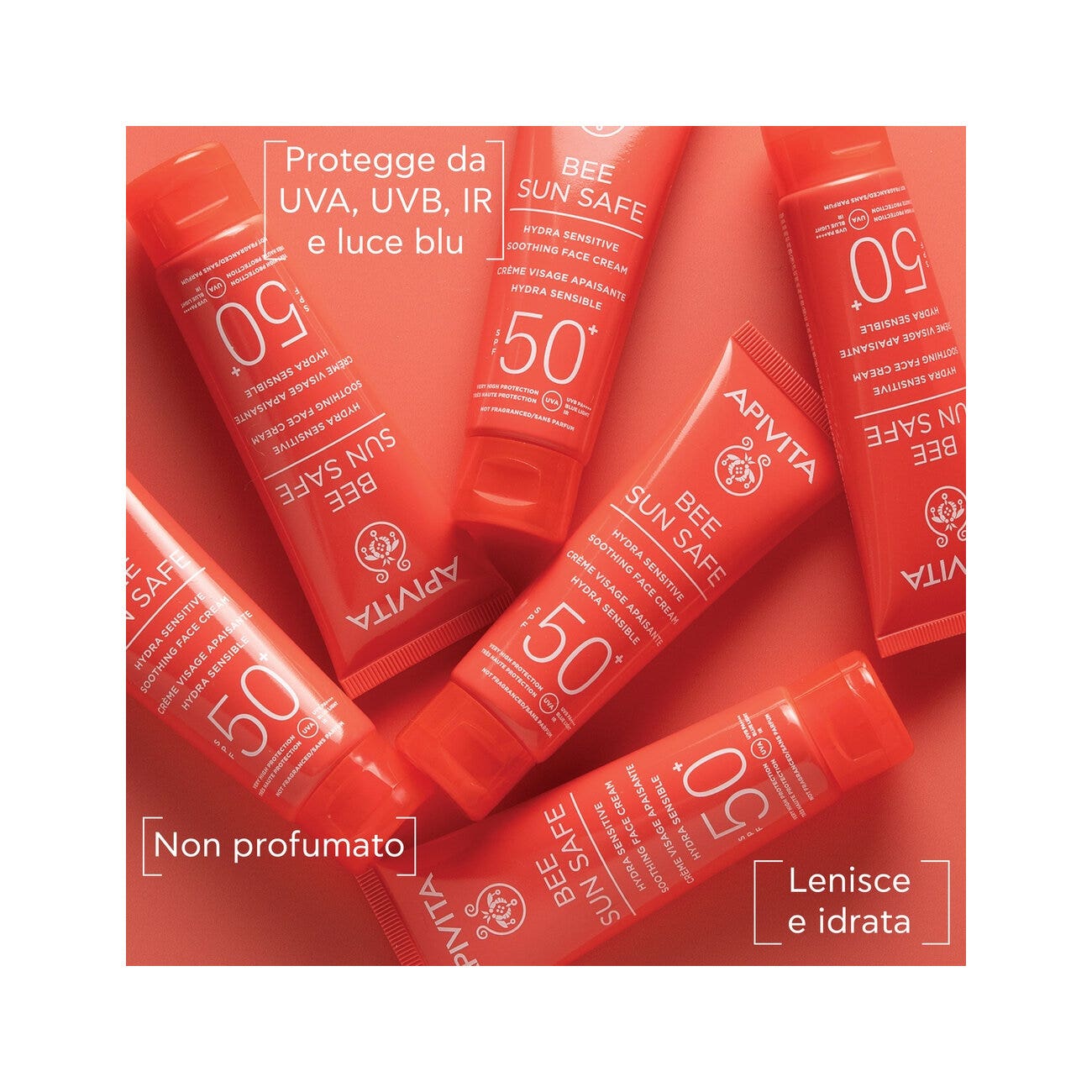 Apivita Bee Sun Safe Crema Viso Lenitiva Hydra Sensitive Pelli Sensibili SPF50+ 50ml
