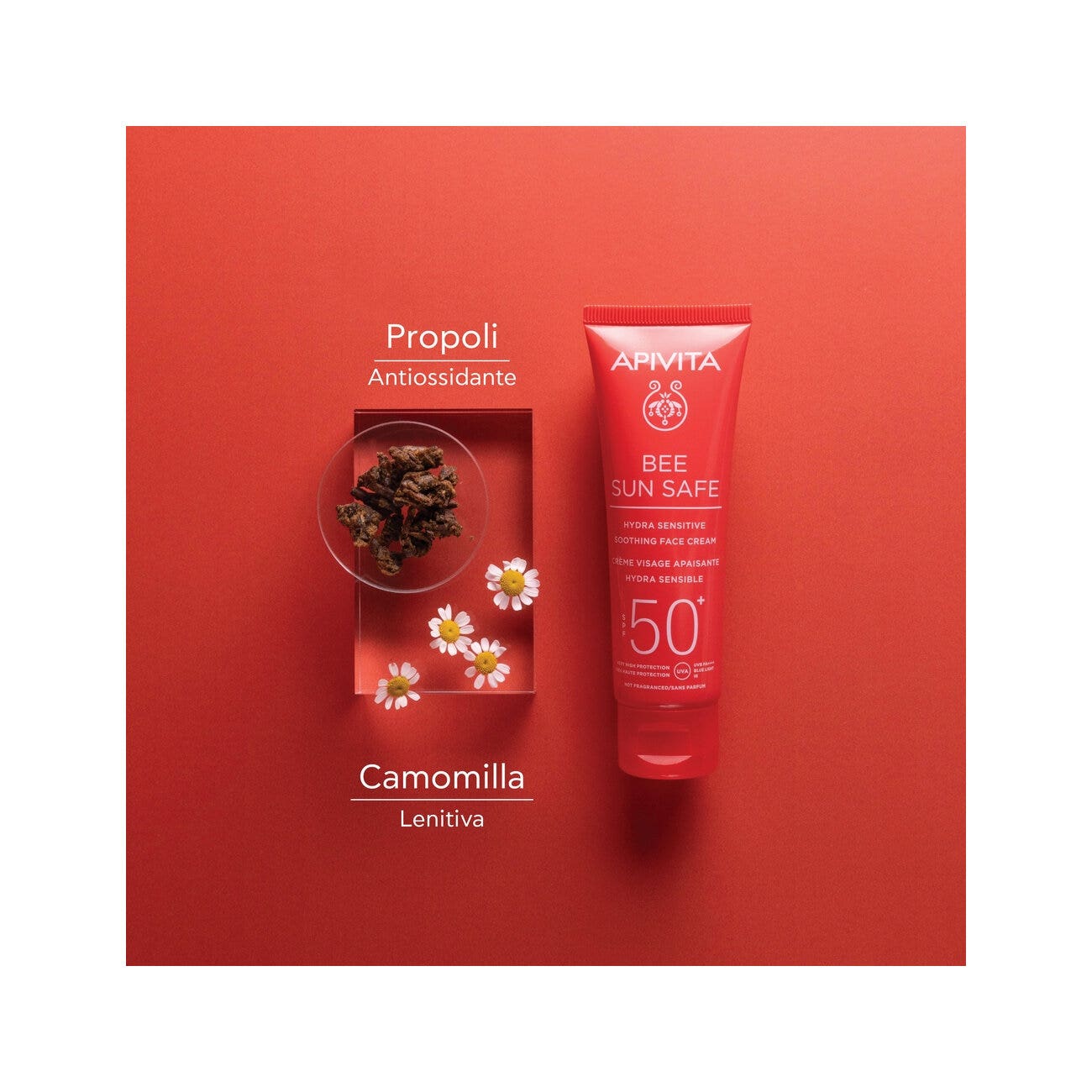 Apivita Bee Sun Safe Crema Viso Lenitiva Hydra Sensitive Pelli Sensibili SPF50+ 50ml