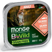 Monge B Wild Grain Free Salmón con verduras, comida húmeda para gatos adultos, 100 g