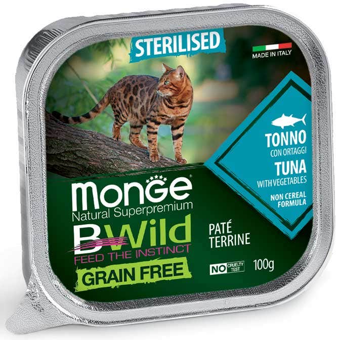 Monge B Wild Grain Free Atún con Verduras Comida Húmeda para Gatos Esterilizados 100 g