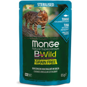 Monge B Wild Grain Free Atún, gambas y verduras. Comida húmeda para gatos esterilizados, 85 g