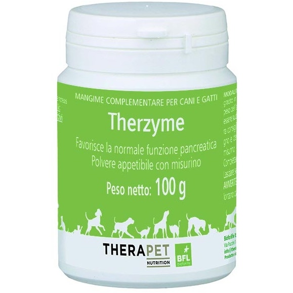 Therzyme Polvo, alimento complementario para el páncreas de perros y gatos, 100 g