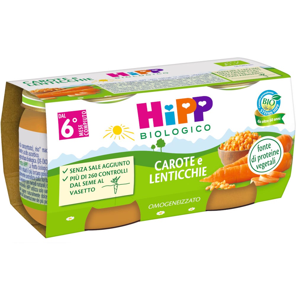 Hipp Bio Puré de zanahorias y lentejas 2x80 g