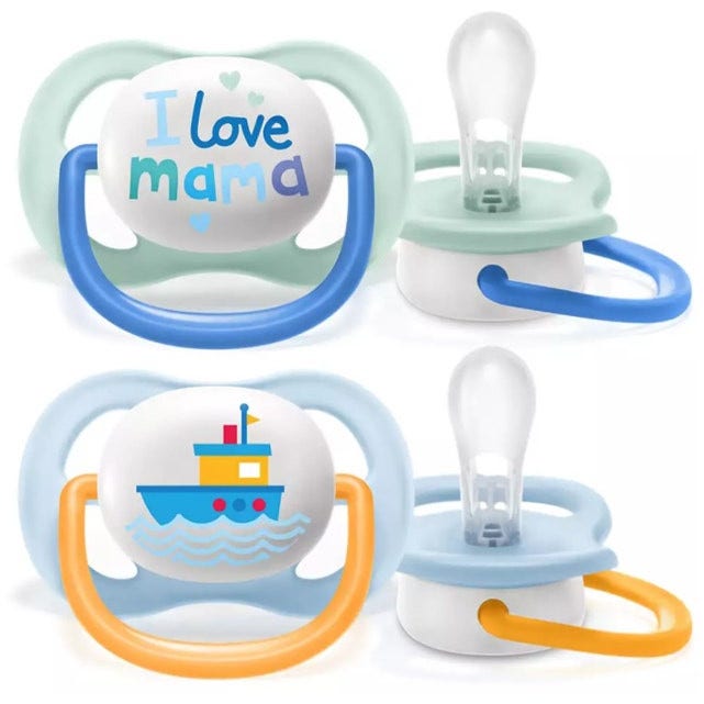 Philips Avent Chupete Ultra Air Mama/Barco Masculino 0-6 meses, 2 unidades