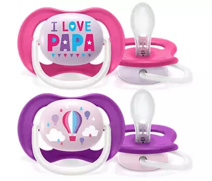 Philips Avent Chupete Ultra Air Balloon/Papa para niñas 6-18 meses, 2 unidades
