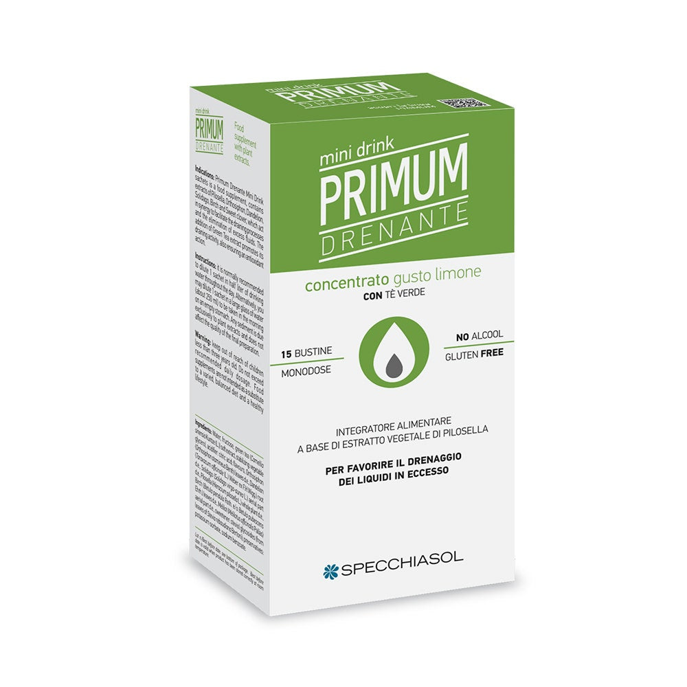 Primum Drenante con sabor a limón, minibebida, 15 sobres