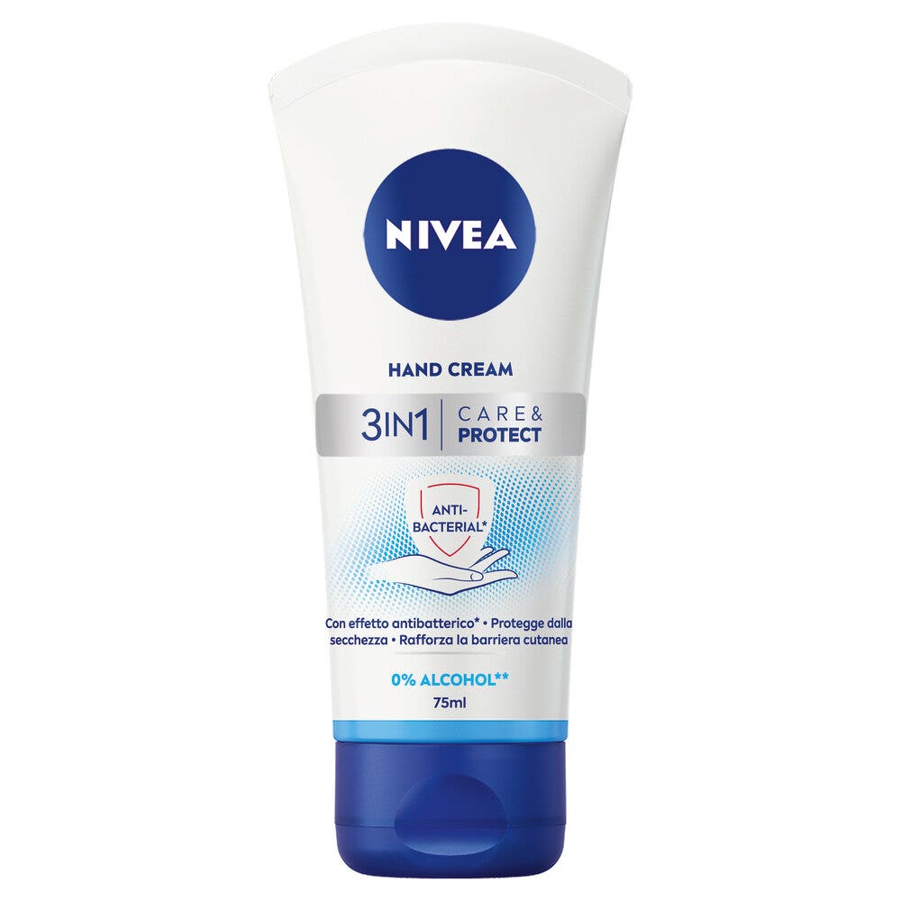 Nivea Crema de manos 3 en 1 Care & Protect con efecto antibacteriano Crema antibacteriana para manos 75 ml
