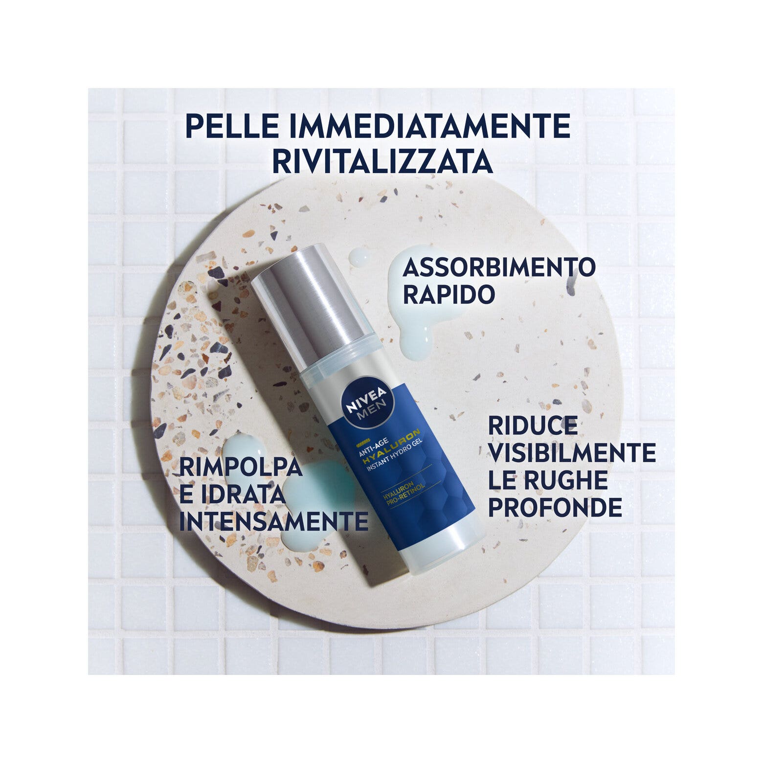 Nivea Men Anti-age Hyaluron Hydro Gel Viso Uomo Crema Viso Uomo in Gel Per Pelli Mature 50ml