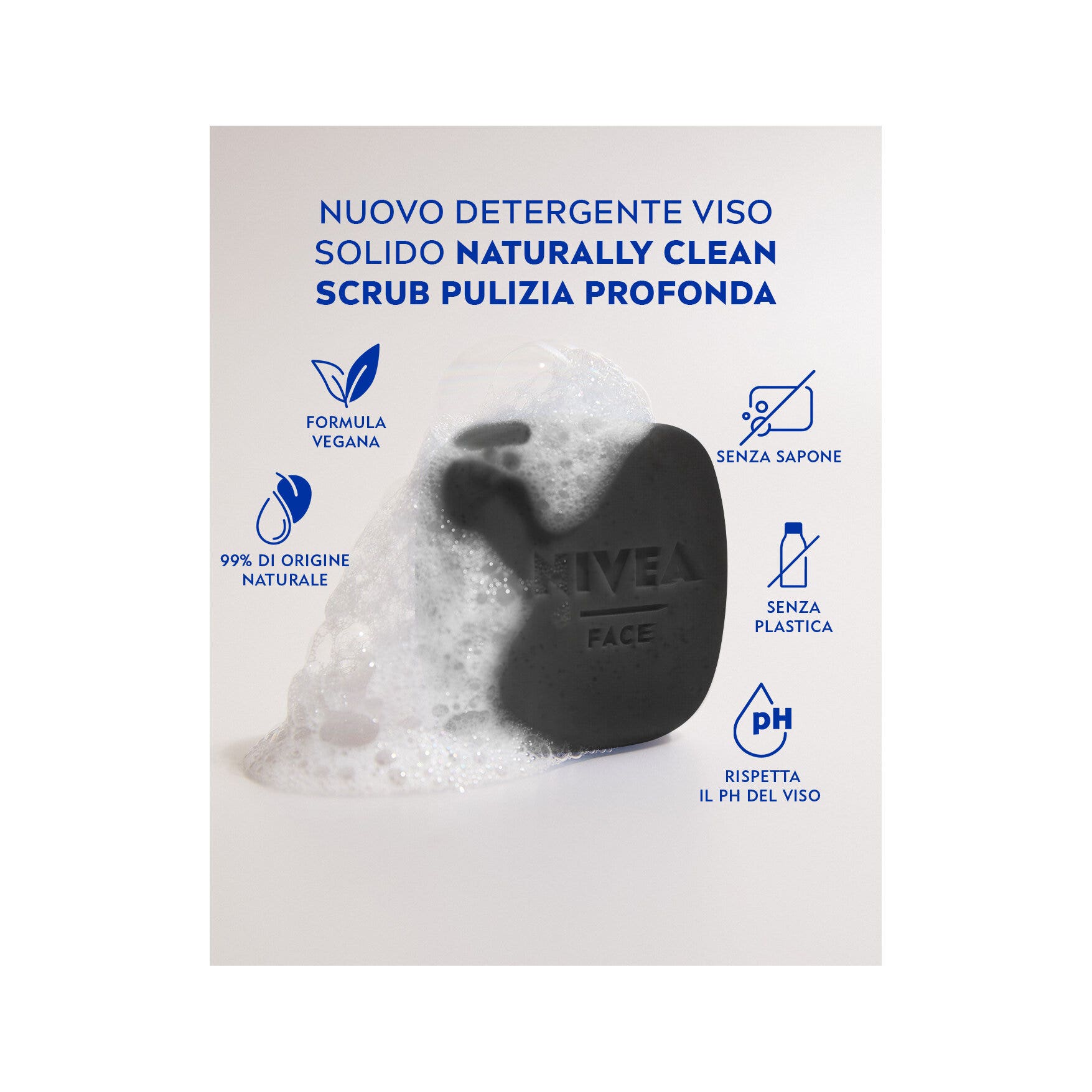 Nivea Naturally Clean Scrub Viso Solido Pulizia Profonda Scrub Detergente Viso Solido 75g