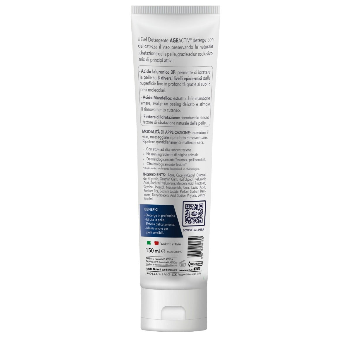 Matt Age Activ Gel Limpiador Hidratante para Rostro y Ojos con Ácido Hialurónico 150 ml