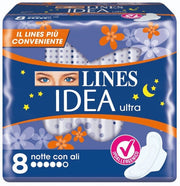 Lines Idea Ultra Noche con alas, 8 compresas