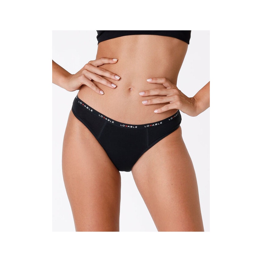 Lovable Period Panties Slip Ciclo In Cotone Lavabile Flusso Medio Taglia Piccola Colore Nero